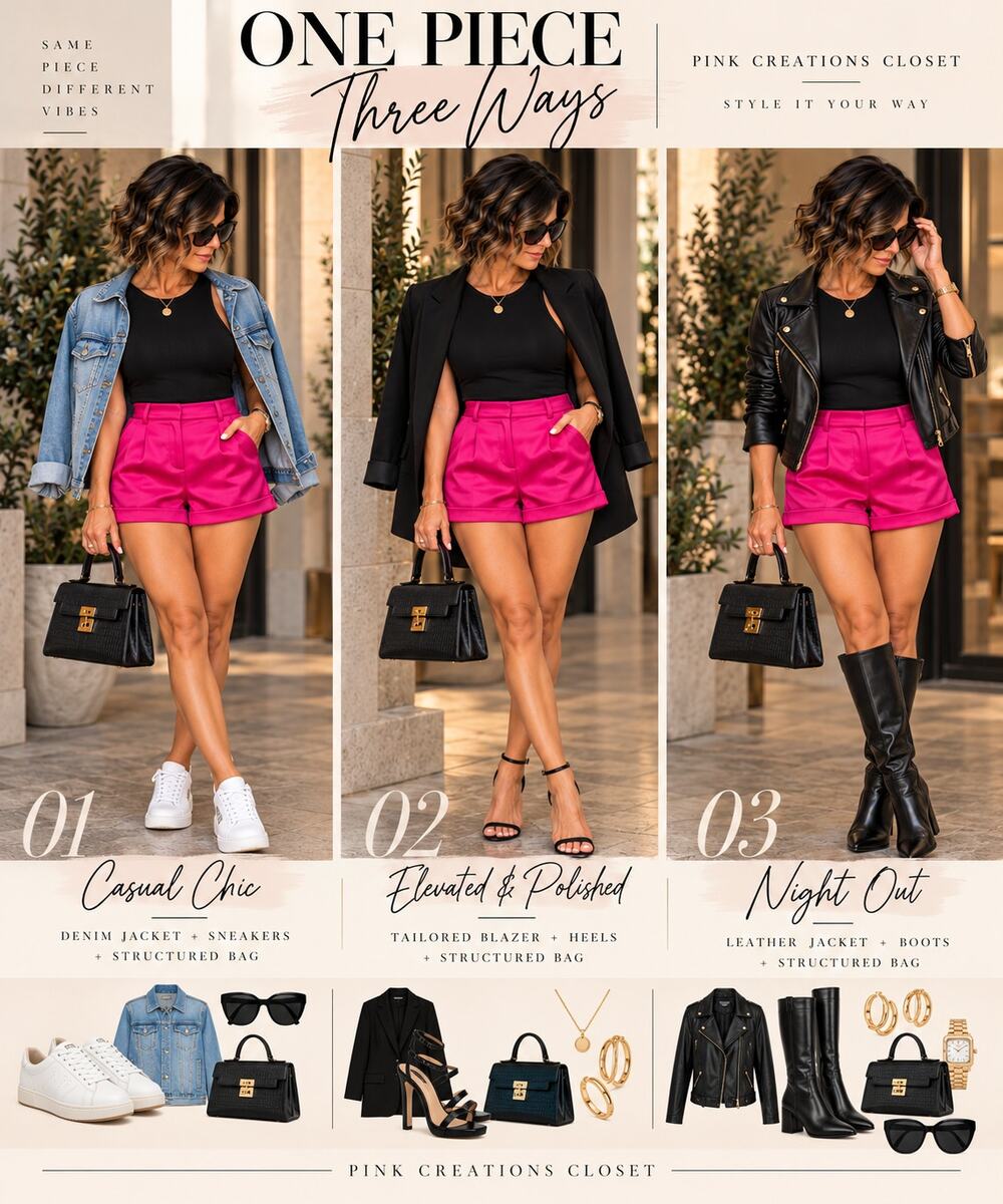 Hot Pink Two Piece Set Sleeveless Top & High Waisted Tailored Shorts